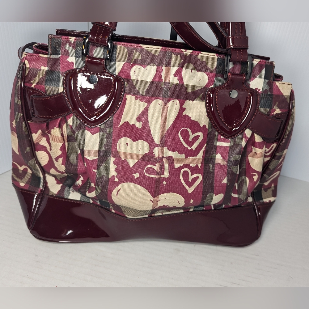 Burberry Red Patent Leather Painted Heart Supernova Coated Canvas bag - Picture 5 of 12